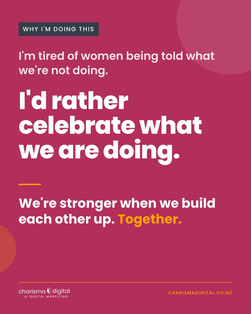Slide 8 of 9. Why I'm doing this. I'd rather celebrate what we are doing. We're stronger when we build each other up. Together.